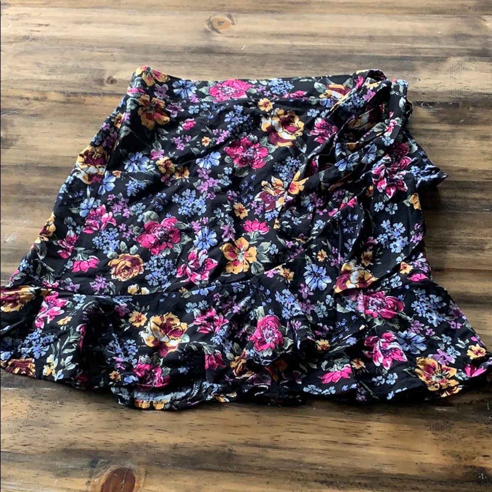 Black floral skirt